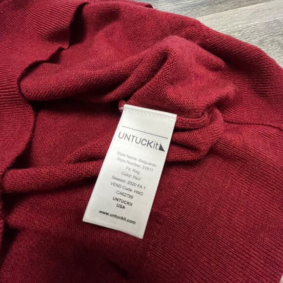 Untuckit Belguardo Mens 2XL Extra Fine Merino Wool Quarter Zip Pullover Sweater - Picture 5 of 8